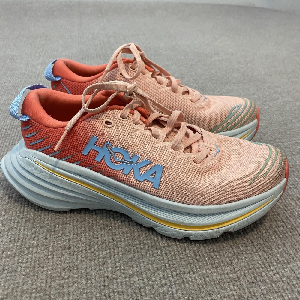 Hoka One One Bondi X Running Shoes Womens Size 6.5 Pink Cushioned 1113513 CBPF